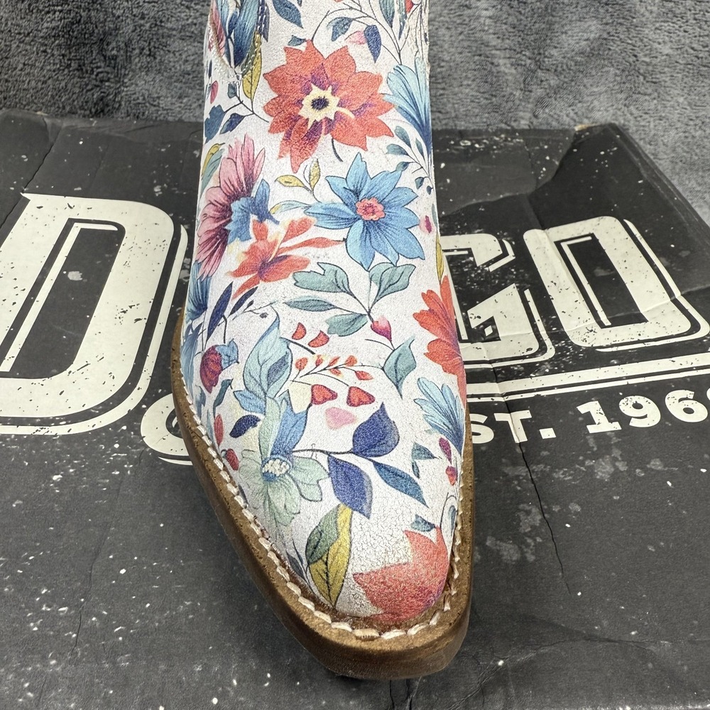 dingo cowgirl boots white floral pixie rose womens 7 inch snip toe western boots - Picture 7 of 12